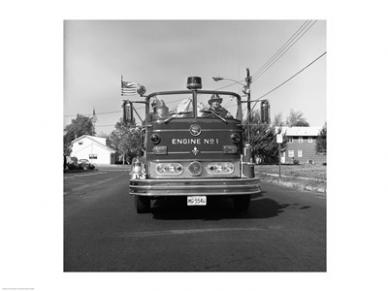 Fire Engine On Road -24 X 18- Poster Print