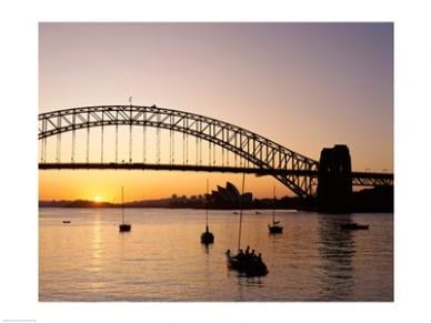 Sunrise Over A Bridge Sydney Harbor Bridge Sydney Australia -24 X 18- Poster Print