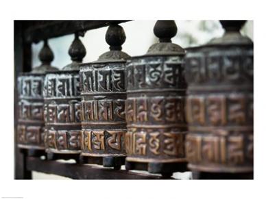 Sal10962228 Close-up Of Prayer Wheels Kathmandu Nepal -24 X 18- Poster Print