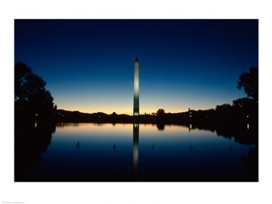 Reflection Of An Obelisk On Water Washington Monument Washington Dc Usa -24 X 18- Poster Print