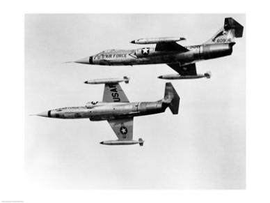 Sal25544014 Two Fighter Planes In Flight F-104c Starfighter Tactical Air Command 831st Air Division George Air Force Base -24 X 18- Poster Print