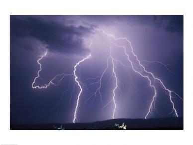 Sal3803571092 Lightning Bolts Striking The Earth -24 X 18- Poster Print