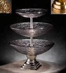 JSG Oceana 706BRS100 3Tiered Serving Bowls with Brass StandChampagne Gold