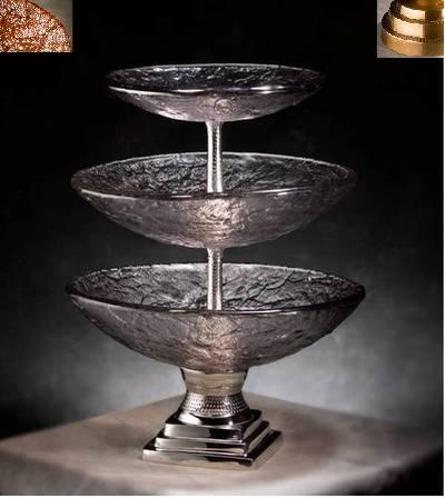 JSG Oceana 706BRS101 3Tiered Serving Bowls with Brass StandGold Reflections