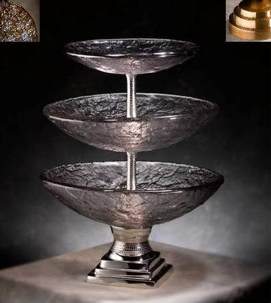 JSG Oceana 706BRS201 3Tiered Serving Bowls with Brass StandGreen Reflections