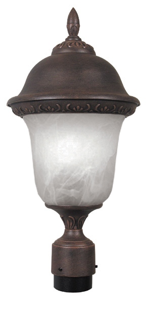 F-2990-cp-ab Medium Post Mount With Alabaster Glass-copper