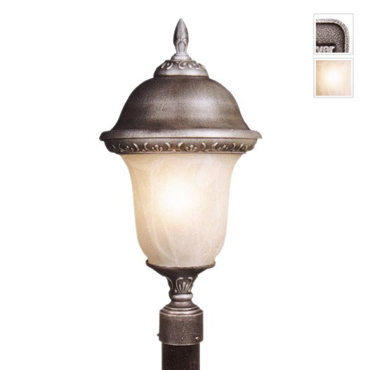 F-3990-sw-ab Large Post Mount Light With Alabaster Glass-swedish Silver
