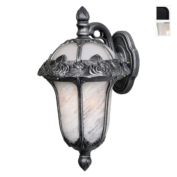 Rose Garden F-1711-blk-sg Small Top Mount Light With Alabaster Glass-black