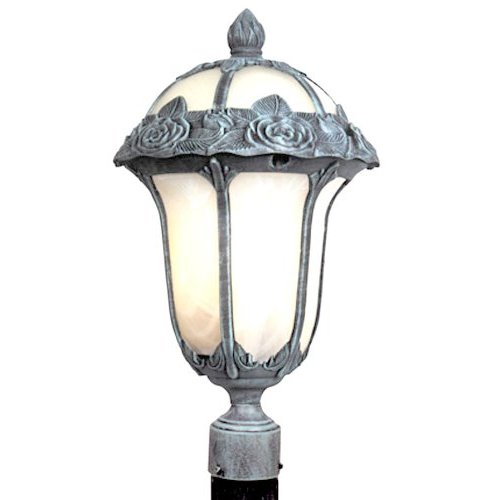 Large Post Mount Light With Alabaster Glass-swedish Silver
