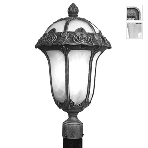 Large Post Mount Light With Seedy Glass-swedish Silver