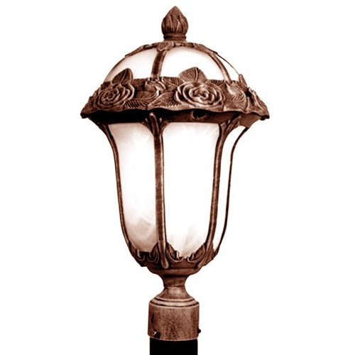 Large Post Mount Light With Alabaster Glass-copper