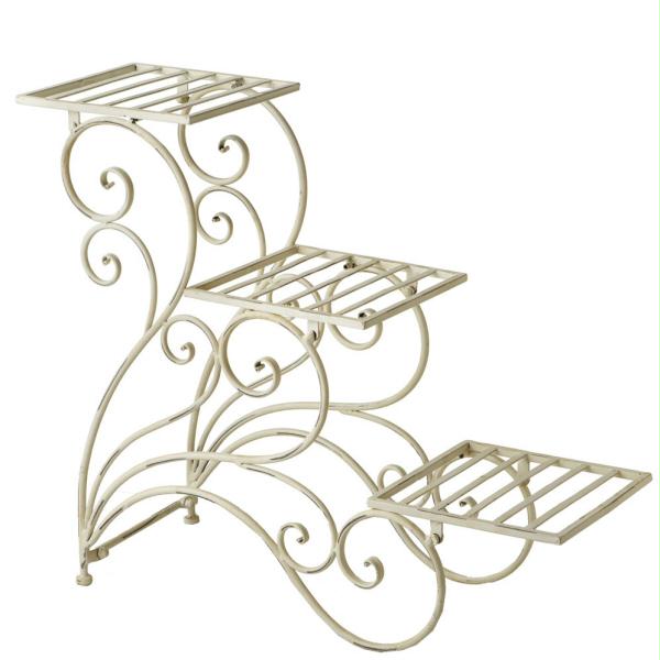 Uncle Jules DCBK 344224 30 in. Unique Cream Peacock Scroll 3Tier Plant Stand