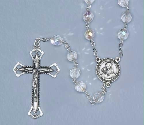 Uncle Jules RINC 3009 2 Iridescent Crystal Clear Lourdes Beaded Rosaries with 8M