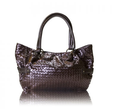 300p Mari Pewter Woven Metallic Satchel/ Shoulder Bag