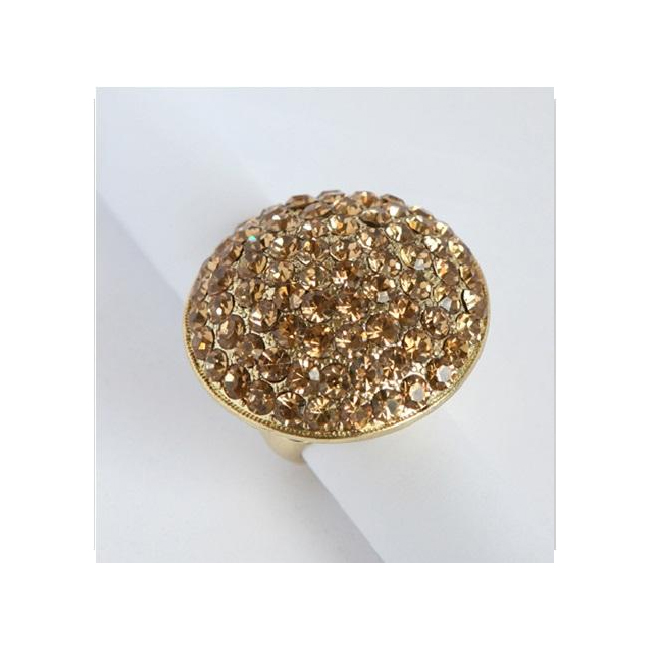 Zirconmania 622r-0154g Goldtone Topaz Crystal Pave Oversized Stretch Ring