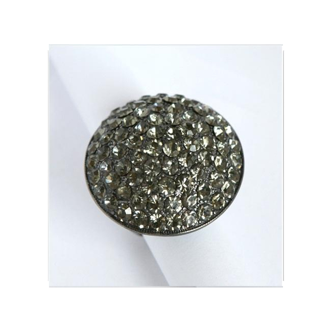 Zirconmania 622r-0154bd Gunmetal Black Crystal Pave Oversized Stretch Ring