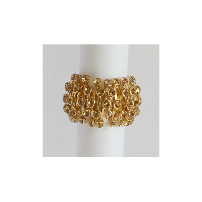 Zirconmania 622r-0010ch Goldtone Topaz Crystal Honeycomb Stretch Fashion Ring
