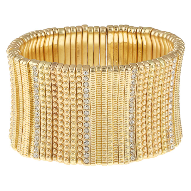 622b-0167g Goldton Crystal Stretch Cuff Bracelet