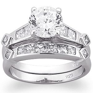 Mbm Company 177300008 Sterling Silver 2pc Cz Wedding Ring Set - Size 5