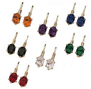 Mbm Company 138190001 7 Pair Color Crystal Latchback Earring Set