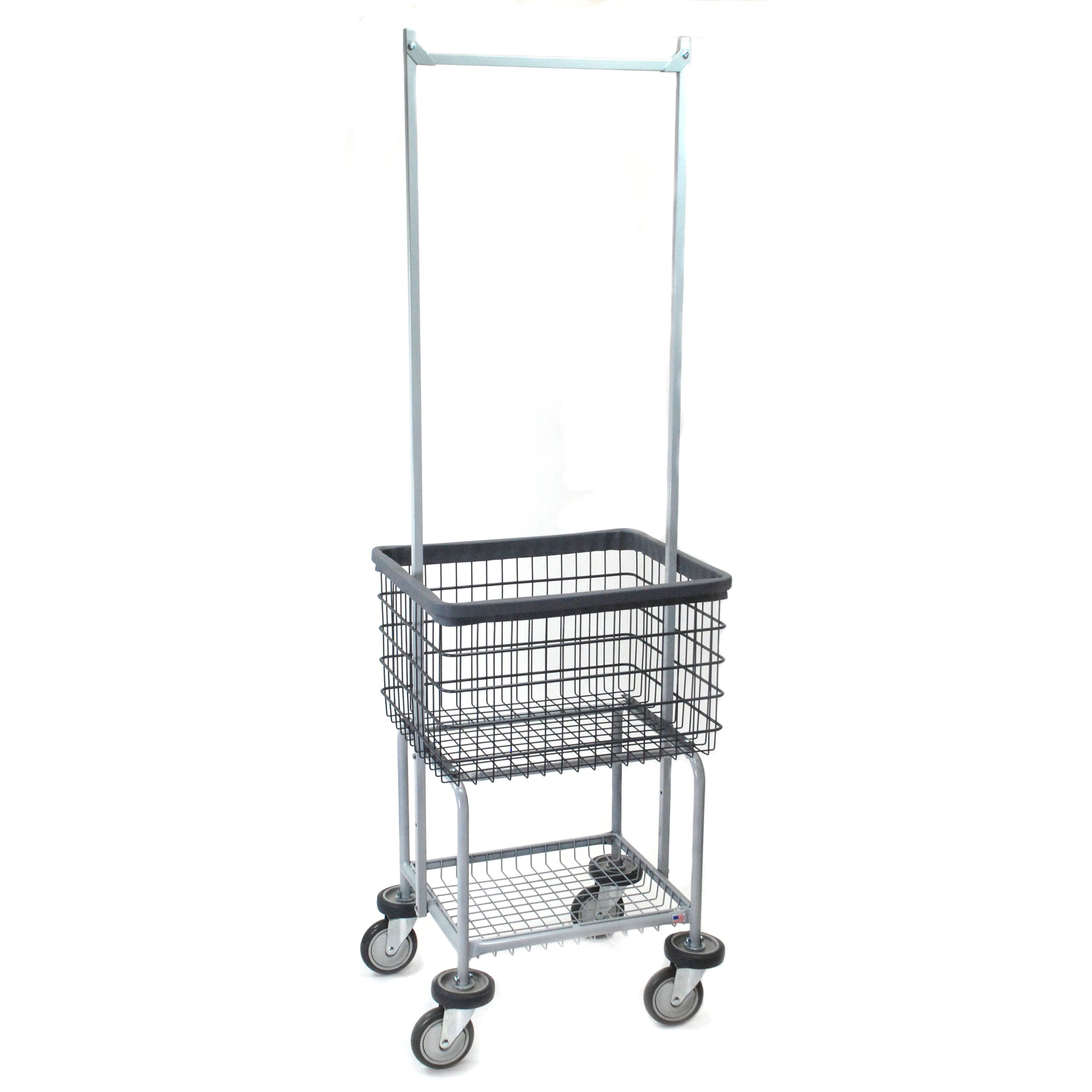 R&B Wire 300G55 Deluxe Elevated Wire Frame Metal Laundry Cart with Double Pole Rack R&B Wire 300G55 Deluxe Elevated Wire Frame Metal Laundry Cart with Double Pole Rack