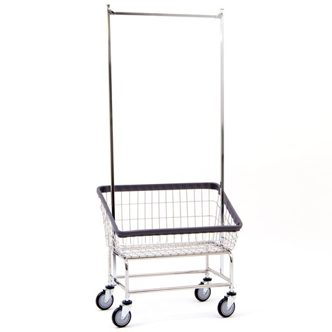 R&B Wire Products 200S56 Large Capacity Front Loading Wire Frame Metal Laundry Cart with Double Pole Rack - 3.75 Bushel Capacity - Chrome R&B Wire Products 200S56 Large Capacity Front Loading Wire Frame Metal Laundry Cart with Double Pole Rack - 3.75 Bushel Capacity - Chrome