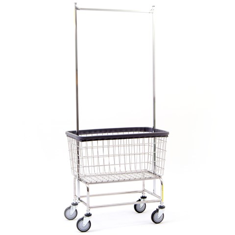 R&B Wire 200F56 Large Capacity Wire Frame Metal Laundry Cart with Double Pole Rack R&B Wire 200F56 Large Capacity Wire Frame Metal Laundry Cart with Double Pole Rack