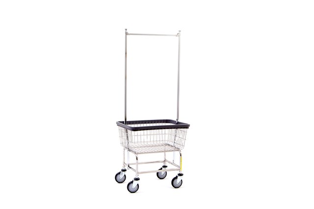 R&B Wire 100D58 Narrow Wire Frame Metal Laundry Cart with Double Pole Rack R&B Wire 100D58 Narrow Wire Frame Metal Laundry Cart with Double Pole Rack