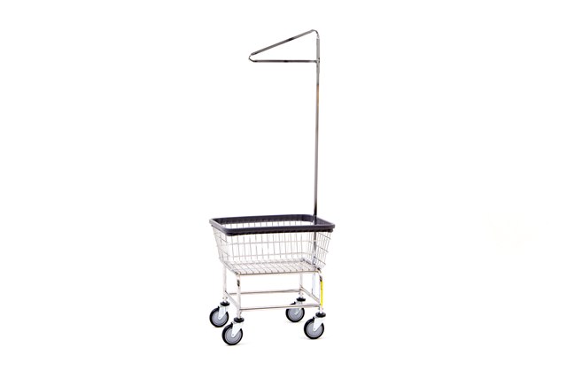 R&B Wire 100D91 Narrow Wire Frame Metal Laundry Cart with Single Pole Rack - Chrome R&B Wire 100D91 Narrow Wire Frame Metal Laundry Cart with Single Pole Rack - Chrome