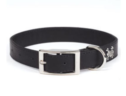 Rockinft Doggie 844587011871 1 In. X 16 In. Leather Collar Plain - Black