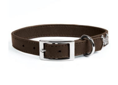 Rockinft Doggie 844587010546 .5 In. X 8 In. Leather Collar Plain - Brown