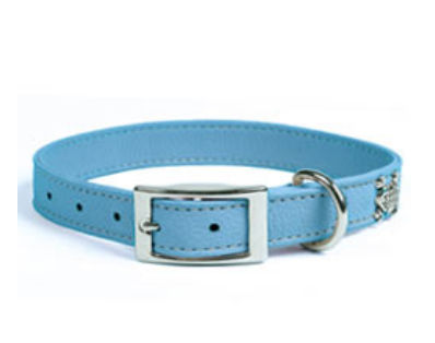 Rockinft Doggie 844587013172 .5 In. X 10 In. Leather Collar Plain - Blue