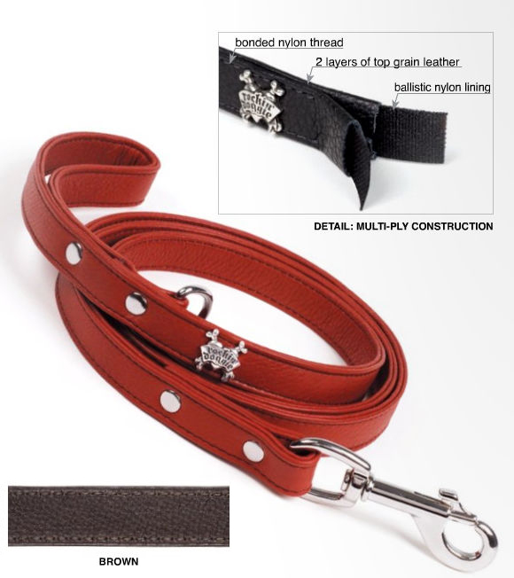 Rockinft Doggie 844587010881 .5 In. X 5ft Leather Leash Plain - Brown
