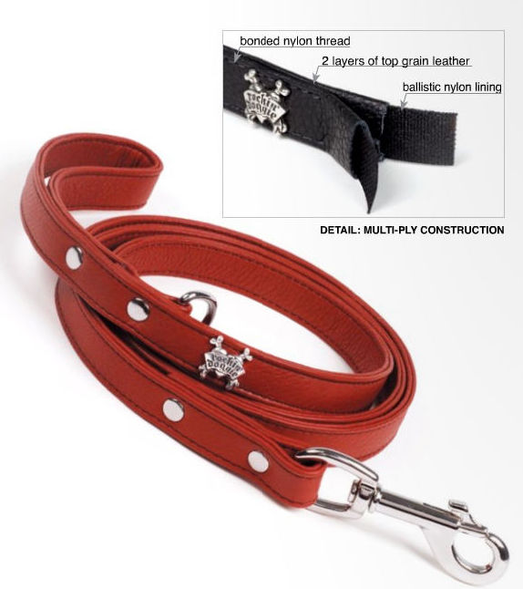Rockinft Doggie 844587012540 .5 In. X 5ft Leather Leash Plain - Red