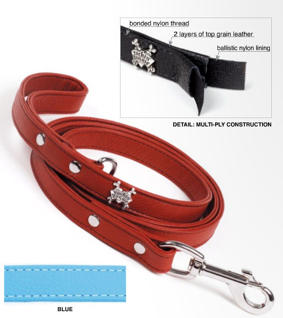 Rockinft Doggie 844587013271 .5 In. X 5ft Leather Leash Plain - Blue