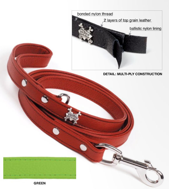 Rockinft Doggie 844587016395 .5 In. X 5ft Leather Leash Plain - Green