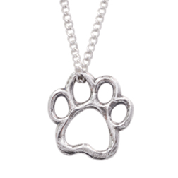 Rockinft Doggie Sterling Silver Pendant 18 In. Chain - Cut Out Paw