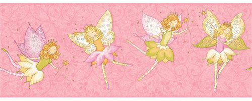 RoomMates York Wallcoverings Friends Forever JE3546B Fairy Garden Fairies Border Pink