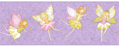 RoomMates York Wallcoverings Friends Forever JE3547B Fairy Garden Fairies Border Purple