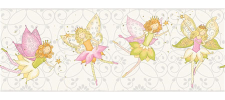 RoomMates York Wallcoverings Friends Forever JE3548B Fairy Garden Fairies Border White