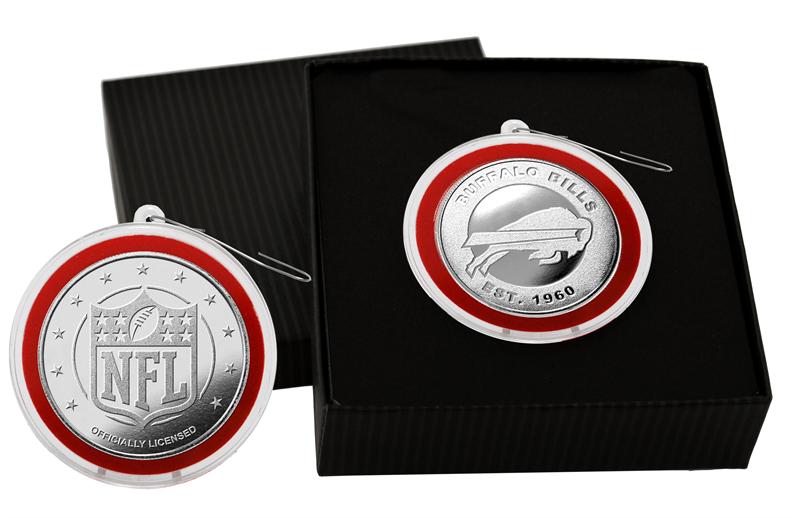 Highland Mint BBILORNSPK Buffalo Bills Silver Coin Ornament