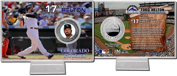 Highland Mint TODHCOLSPCCK Todd Helton SilverPlate Coin Card