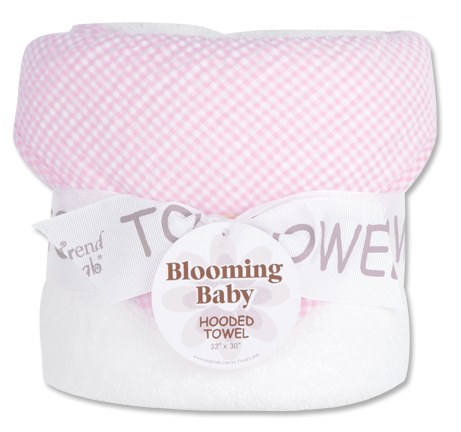 101890 Bouquet Hooded Towel - Gingham Seersucker Pink