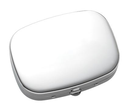 Chrome Solid Cover With 3 Compartment Pill Box And Mirror
