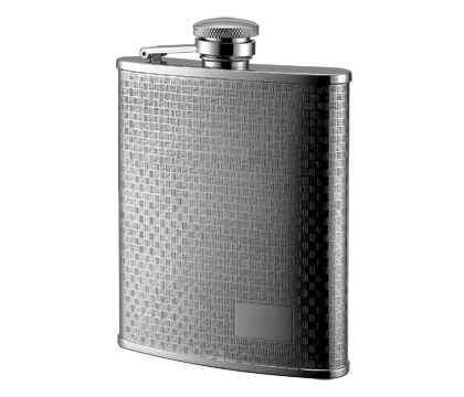 Fk-1106 6 Oz. Checkered Pattern Stainless Steel Flask