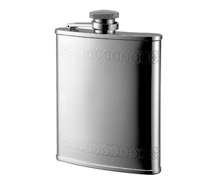Fk1306 6oz. Shiny Goth Border Shiny Stainless Steel Flask
