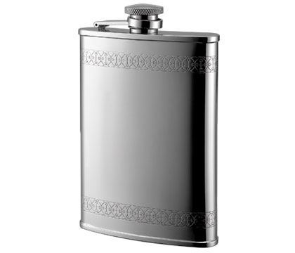 Fk-1308 8oz. Shiny Goth Border Stainless Steel Flask