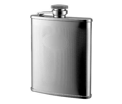 Fk-406 6 Oz. Checkered Pattern With Oval Center Stainless Steel Flask