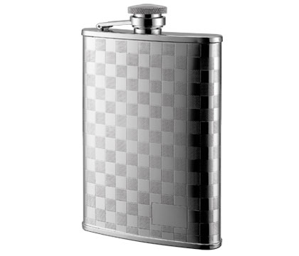 8 Oz. Checkered Pattern Stainless Steel Flask