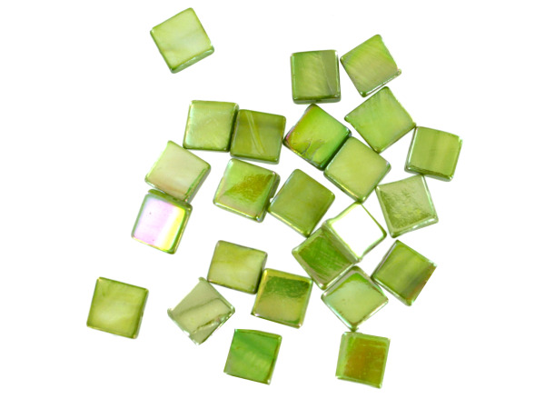 8MM Green Sq Fw Shell Beads  Pack of 96